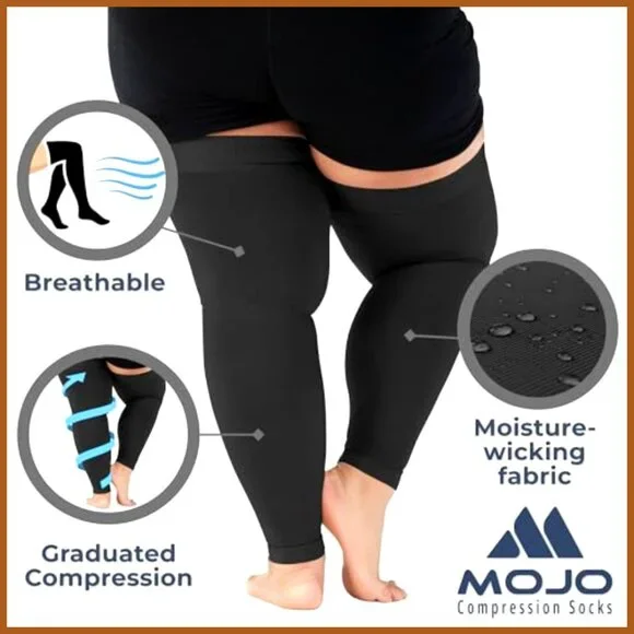 20-30mmHg Compression Thigh-Hi Leg Sleeves with Grip Top